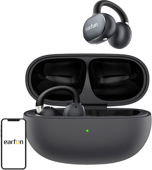 Earfun Clip 2 Open Ear Bluetooth Handsfree Headphones with Sweat Resistance and Charging Case Black
