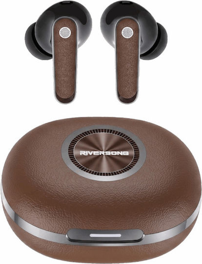 Riversong Utopia H10 In-ear Bluetooth Handsfree Ακουστικά με Θήκη Φόρτισης Καφέ