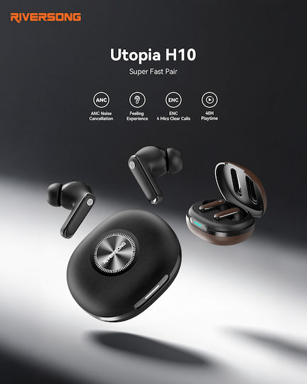 Riversong Utopia H10 In-ear Bluetooth Handsfree Ακουστικά με Θήκη Φόρτισης Καφέ