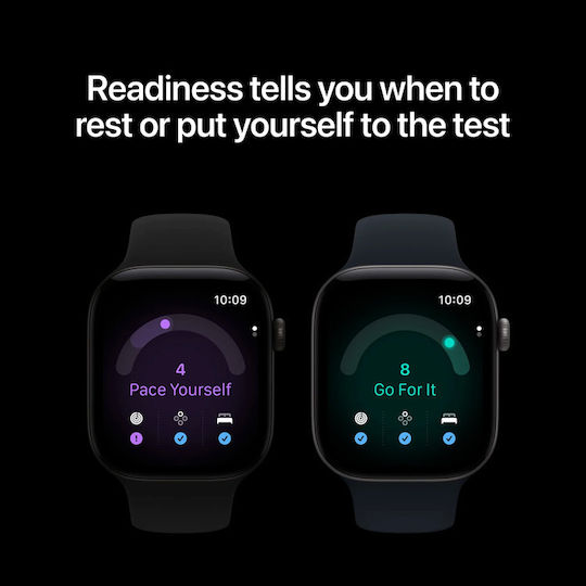 Apple Watch Series 12 Aluminium 42mm Αδιάβροχο με Παλμογράφο (Light Gold Aluminium with Sand Sport Band - S/M)
