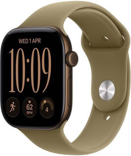 Apple Watch Series 12 Cellular Aluminium 42mm Waterproof with Heart Rate Monitor (Dark Bronze Aluminium with Olive Sport Band - M/L)
