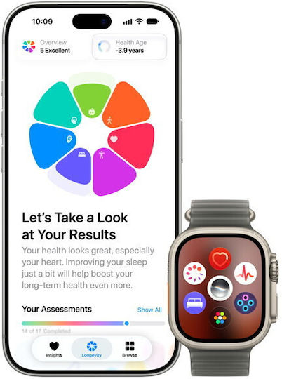 Apple Watch Ultra 4 Titanium 49mm Αδιάβροχο με Παλμογράφο (Black Titanium with Translucent Black Ocean Band)