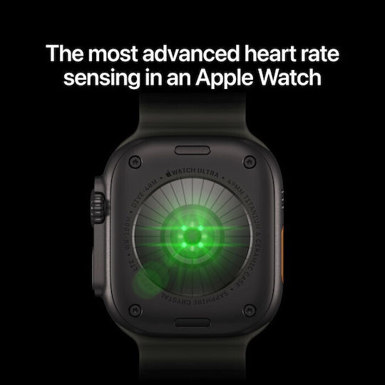 Apple Watch Ultra 4 Titanium 49mm Αδιάβροχο με Παλμογράφο (Black Titanium with Translucent Black Ocean Band)