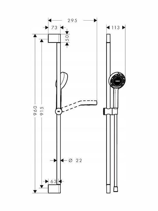 Hansgrohe Shower Column without Faucet Silver Hansgrohe Shower Column without Faucet Silver