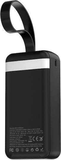 Wozinsky W8-W Външна батерия 30000mAh 30W с 2 USB-A изходни порта и USB-C изходен порт Черен