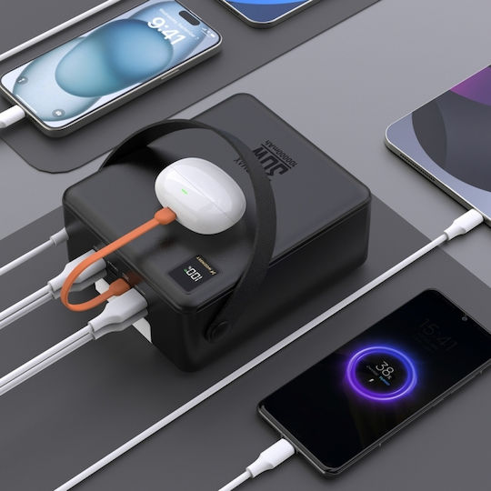 Wozinsky W8-B Външна батерия 100000mAh 30W с 2 USB-A изходни порта и 2 USB-C изходни порта Черна