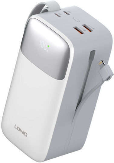 Ldnio PQ50 Външна Батерия 50000mAh 20W с 2 USB-A Изходни Порта и USB-C Изходен Порт Бързо Зареждане Бял