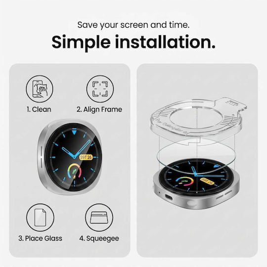 Tech-Protect Easy Set+ 2er Pack Gehärtetes Glas für Galaxy Watch 8 / 9 44 mm 2 Stück