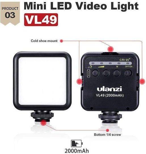 Ulanzi Phone Vlogging Super Extension Tripod Handle Outfit 3 με Φωτισμό Μαύρο