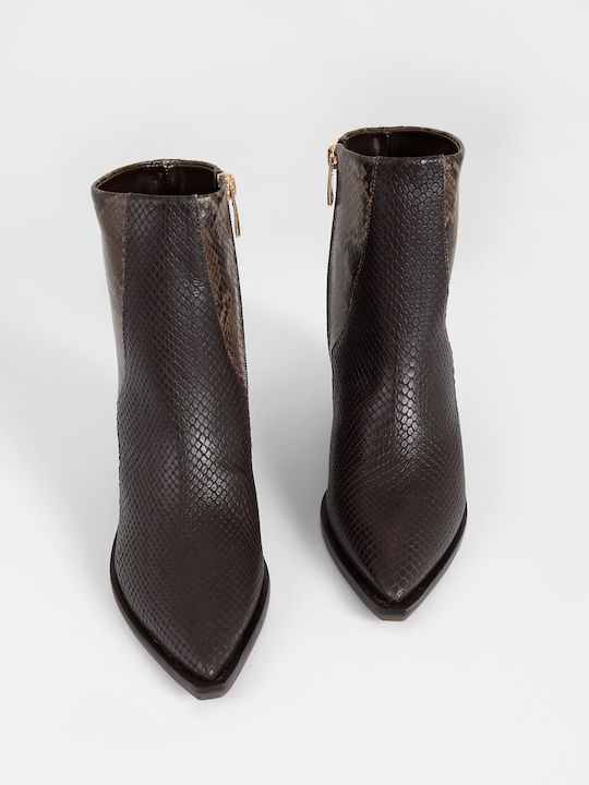 Leder Damen Stiefeletten Ankle Boots Braun
