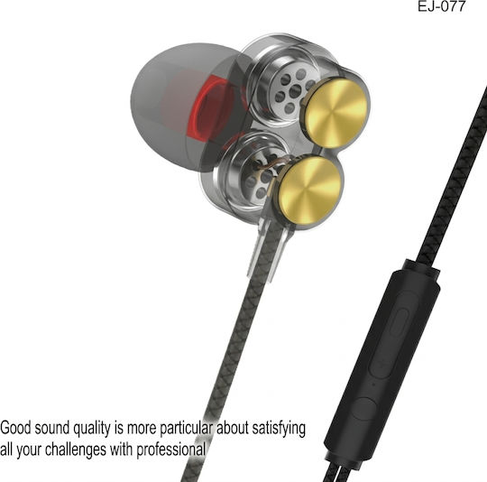 Ej-077 In-Ear Freisprecheinrichtung Kopfhörer mit Stecker 3.5mm Schwarz