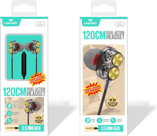 Ej-077 In-Ear Freisprecheinrichtung Kopfhörer mit Stecker 3.5mm Schwarz