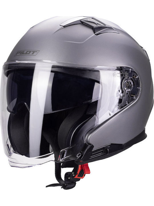 Pilot Hermes SV Titanium Mat Motorradhelm Jet ECE 22.06 1400gr mit Sonnenblende