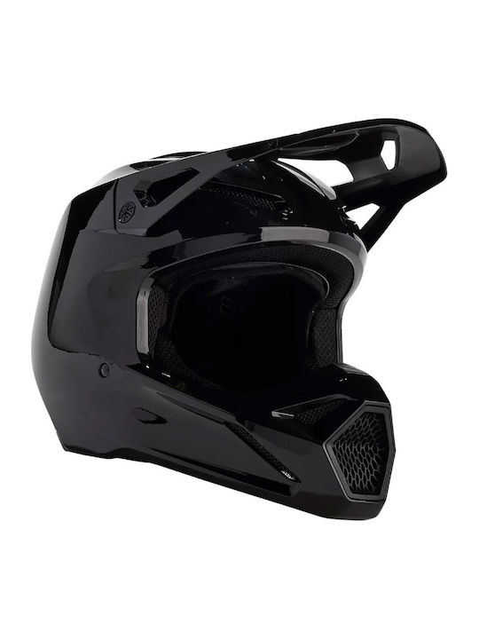 Fox V1 Solid Black Motorcycle Helmet Motocross DOT / ECE 22.06