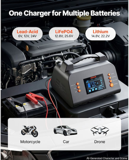 Vevor Car Truck & Motorcycle Battery Charger 6/12/24V