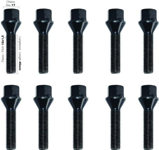 Simoni Racing Ключалки за колела M12x1.50mm Дължина 45мм 10бр