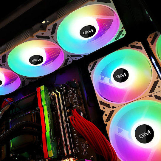 Aerocool KB-28 Ventilator pentru carcasă 120mm (1300rpm) cu iluminare RGB 3 buc Alb + Controler PWM / Telecomandă