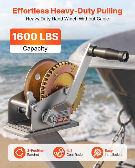 Vevor Manual Boat Winch 726 Kg Two-Way Gear 4:1 Wlxsdjp1600bnkkx6001v0