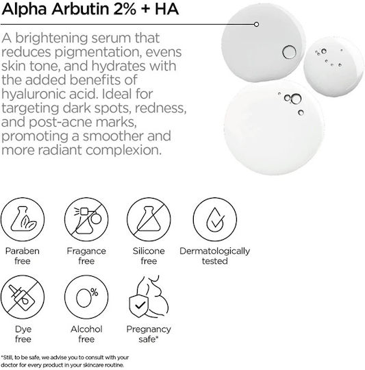Revox Just Alpha Arbutin 2% + HA Ενυδατικό & Αντιγηραντικό Serum Προσώπου με Υαλουρονικό Οξύ για Αποτοξίνωση & Λάμψη 30ml
