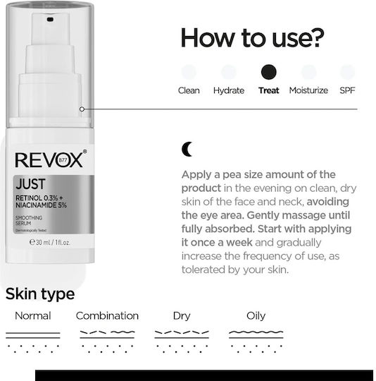 Revox B77 Just Retinol 0.3% + Niacinamide 5% Anti-Aging Serum Gesicht mit Retinol & Niacinamid 30ml