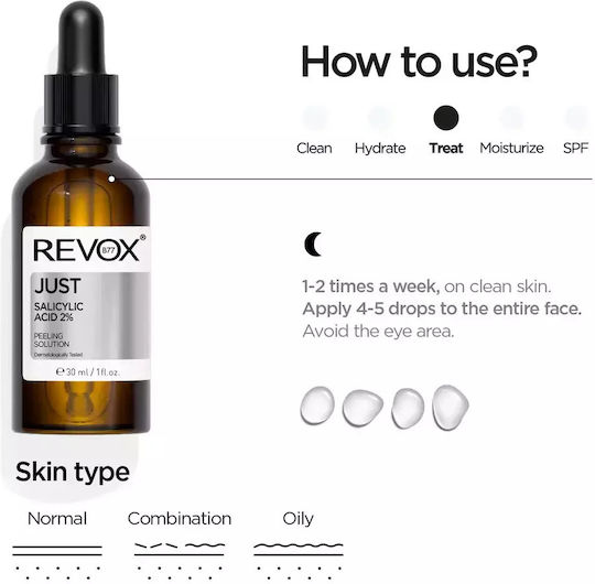 Revox Nur Salicylsäure 2% Serum Gesicht mit Salicylsäure für Entgiftung & Akne 30ml