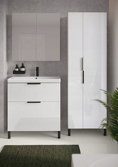 Cersanit Rechteckiger Badezimmerspiegel mit Regal & Schrank 49,4x14,1cm Weiß