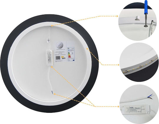 BD art Στρογγυλός Καθρέπτης Μπάνιου Led 70x70cm Λευκός