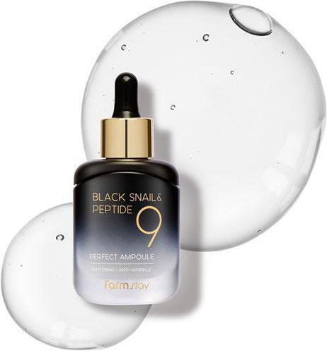 Black Snail & Peptide9 Serum Ampulă Antirid pentru Față cu Secreție de Melc & Niacinamidă pentru Strălucire & Tonifiere 35ml