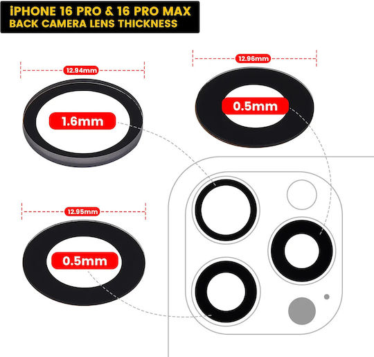 Back Camera Lens Glass Only Adhesive Iphone 16 Pro 16 Pro Max 3 Piece Set Real Sapphire Premium 10 Pack