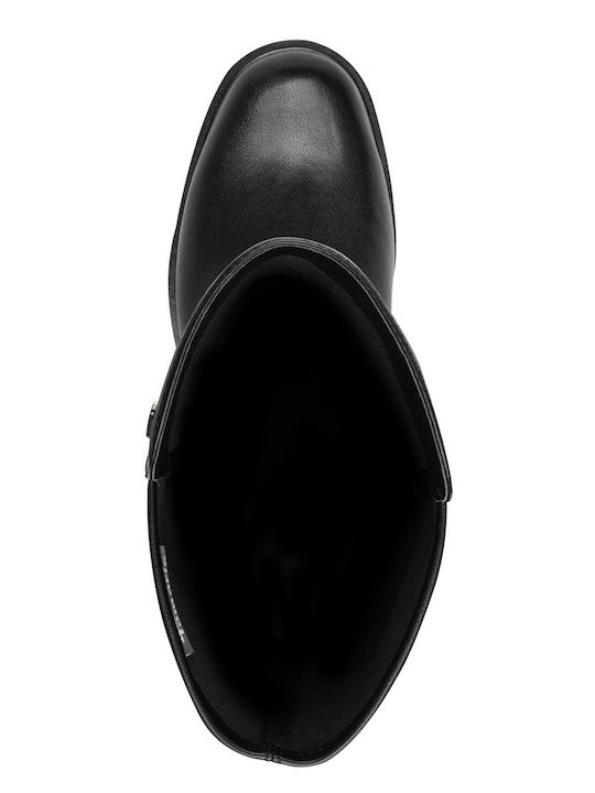 Synthetic Leather Over the Knee Women's Boots with Zipper Black