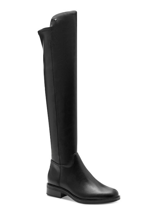 Synthetic Leather Over the Knee Women's Boots with Zipper Black