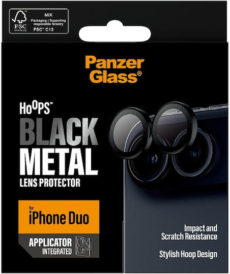 PanzerGlass Hoops Camera Protection Tempered Glass Black for iPhone Duo