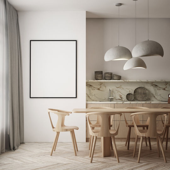 Zambelis Lights Fiber Висящо Осветително Тяло Бял с Цокъл E27 40x40см.