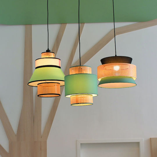 Aca Nisyros Pendant Light Turquoise with Socket E27 30x30x150cm