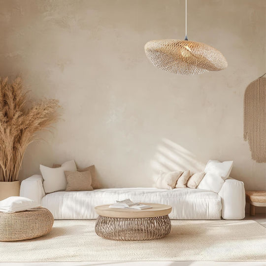 Zambelis Lights Hängelampe Beige Raster mit Fassung E27 80cm.
