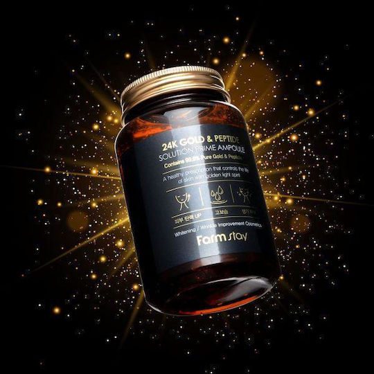 Farm Stay 24K Gold & Peptide Solution Prime Ενυδατικό & Αντιγηραντικό Ampoule Serum Προσώπου με Πεπτίδια για Θρέψη 250ml