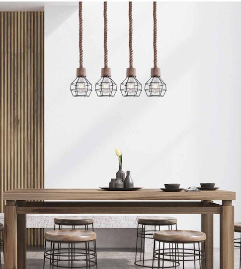 Home Lighting Reglabil Lustră Negru Calea ferată pentru 4 Becuri E27 85cm.