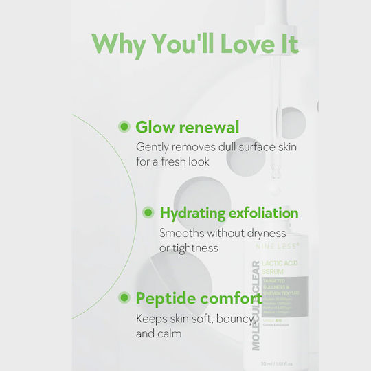 Molecule-Clear 5% Lactic Acid Moisturizing Serum Face with Peptides for Radiance & Revitalization 30ml