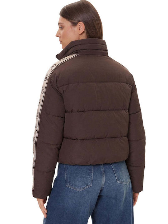 Jachetă Lungă Puffer Dama Pentru Iarnă Maro