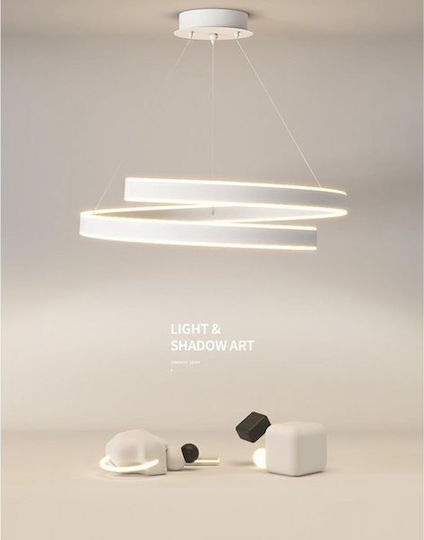 ArkoLight White LED Pendant Ceiling Light with Warm to Cool White Light 60x60x63cm