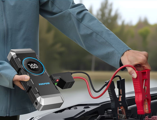Avapow WP2 Преносим Стартер за Автомобилен Акумулатор и Мотоциклет 12000mAh с Захранваща банка / USB / Помпа / Фенер 12V