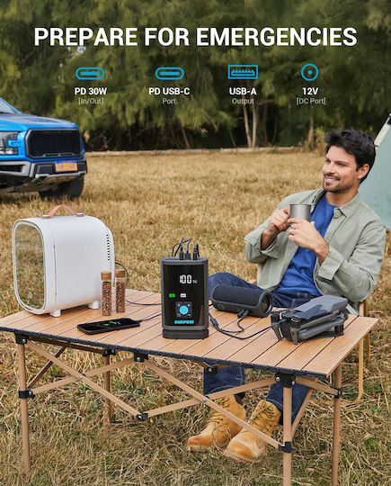 Avapow JP3 Преносим Стартер за Автомобилен Акумулатор и Мотоциклет 16000mAh с Захранваща банка / USB / Помпа / Фенер 12V