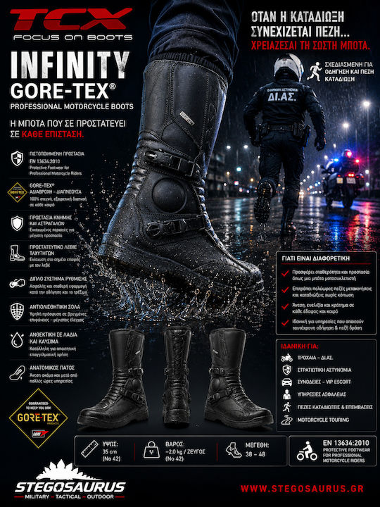 TCX Infinity Gore-Tex Мъжки Мотоциклетни Ботуши Кожени Gore-Tex Черни