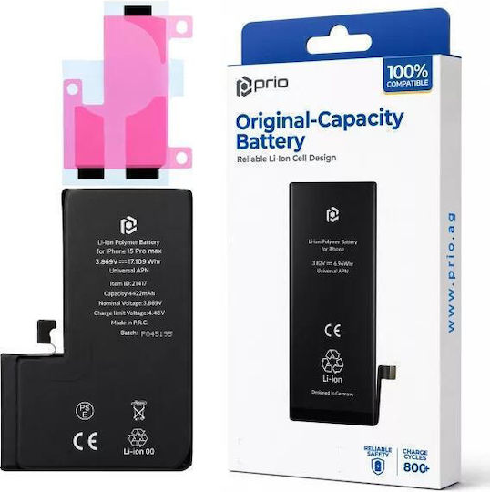Prio Baterie de înlocuire compatibilă 4422mAh pentru iPhone 15 Pro Max
