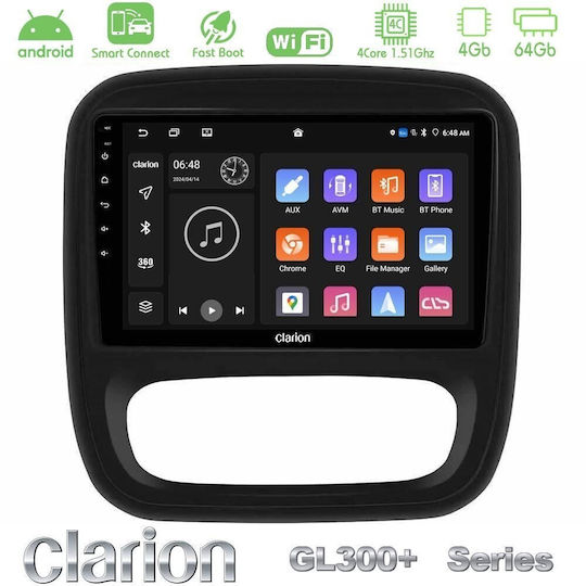 Clarion Auto-Audiosystem für Opel Vivaro Fiat Talento Renault Verkehr Nissan NV300 2014-2018 mit A/C (Bluetooth/USB/AUX/WiFi/GPS/Apple-Carplay/Android-Auto) mit Touchscreen 9"