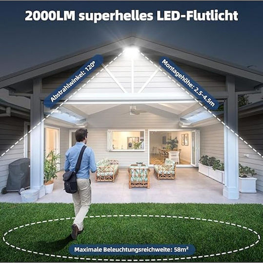 Jiju Proiector LED 10W Alb Rece 6500K cu Senzor de Mișcare
