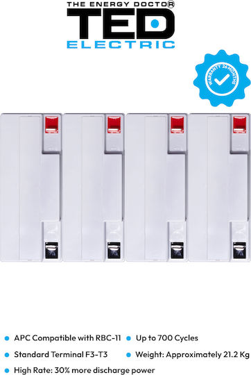 Battery Pack Compatibil Apc Rbc11 48v 19ah 4x12v Ted Electric