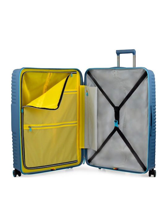 Bg Berlin Linea Large Hard Blue Travel Suitcase with 4 Wheels Height 75.5cm