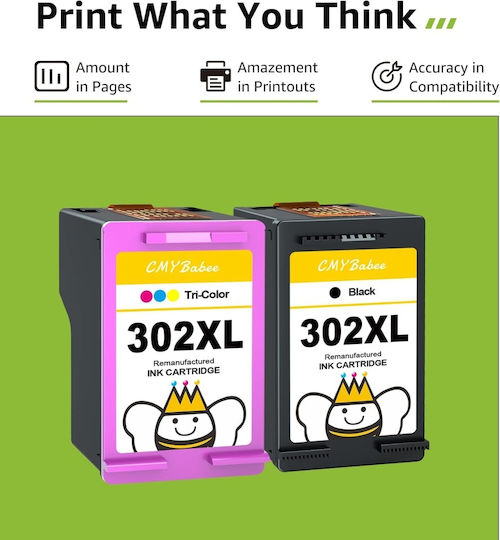 Set of Compatible HP 302XL Black Colour Inks Multiple Packaging High Capacity XL Performance Up to 480 Pages Black 330 Pages Colour Smart Chip HP Deskjet Envy Officejet