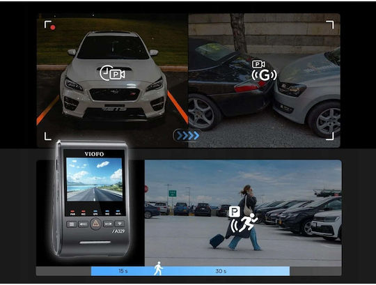 VIF A329T Car DVR Camera Set 4K with 2.4" Screen Wi-Fi GPS & Rear Camera